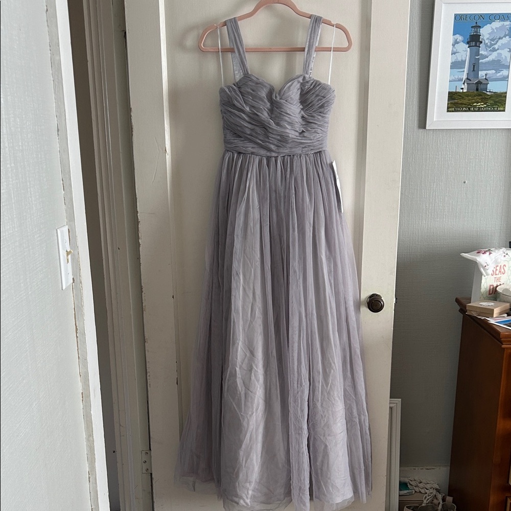 Elegant Gray/Silver Tulle Gown,  Lulus “Sunday Kind of Love”